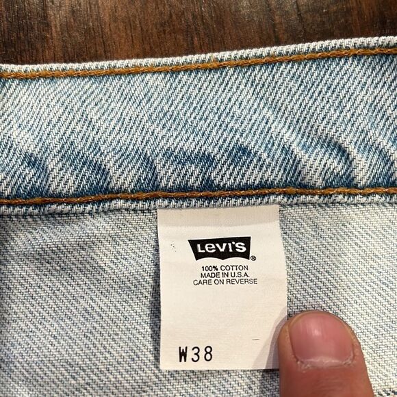 Vintage 90s Levis 505 ORANGE TAB Blue Jean Denim Shorts Size 38 Made In USA VTG - Picture 5 of 9